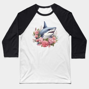 Pink Christmas Shark Baseball T-Shirt